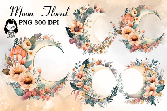Download Boho Moon Floral Watercolor Clipart - Floral watercolor Collection