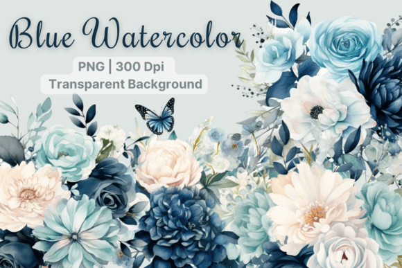 Download Blue Flower, Floral Watercolor Clipart - Floral watercolor Collection