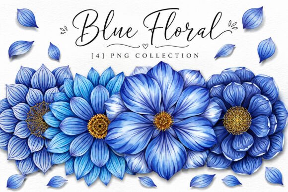 Download Blue Floral Watercolor Clipart Png Set - Floral watercolor Collection