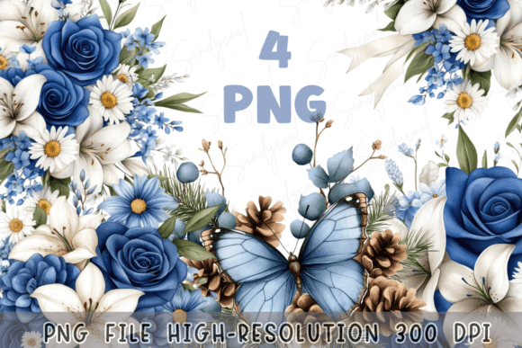 Download Blue Floral Watercolor Flowers Bouquet - Floral watercolor Collection