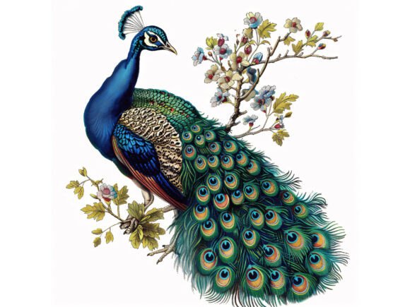 Download 8 JPG Peacock Floral Watercolor Set - Floral watercolor Collection