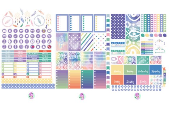 Download Boho Stickers, Happy Planner Printable - Happy Collection