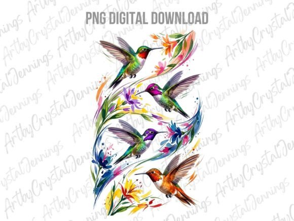 Download Hummingbird Floral Watercolor PNG - Floral watercolor Collection