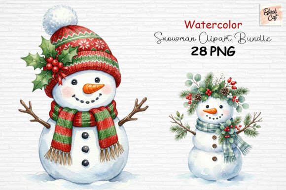 Download Watercolor Snowman Clipart Bundle PNG - Snowman Collection